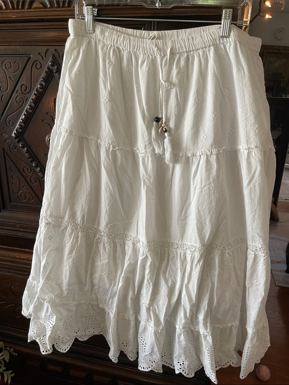 Cynthia Rowley White Tiered Eyelet Maxi Skirt